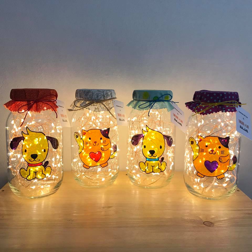 Sunshine & Love Community Handpainted Handcrafted Arts & Crafts Community Bonding Family Bonding Family Friendly Collaboration Chief Painter Amelia Events Pop Up Painting Glass Painting Plaza Singapura Handmade Plate Art Jar Art Bottle Art Jar Lamp